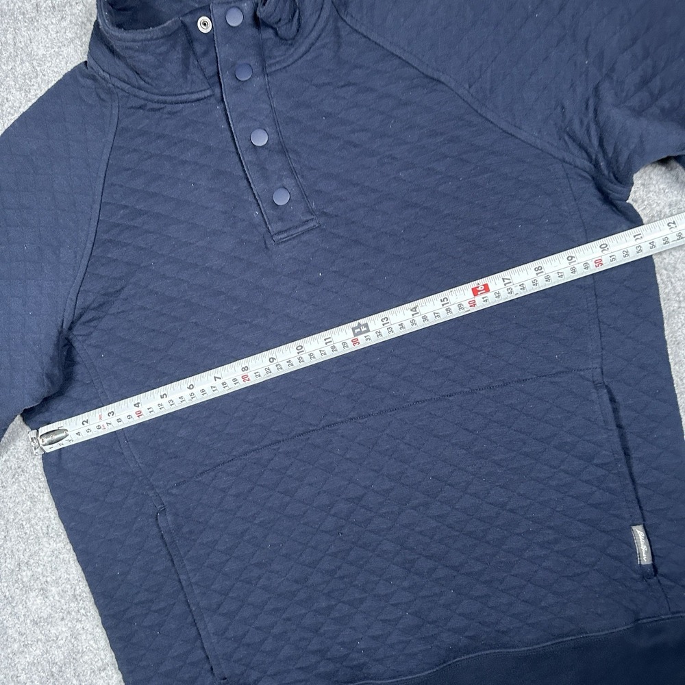 Eddie Bauer Henley Pullover Sweater Men's Size Small Navy Blue Quilted - Picture 5 of 14